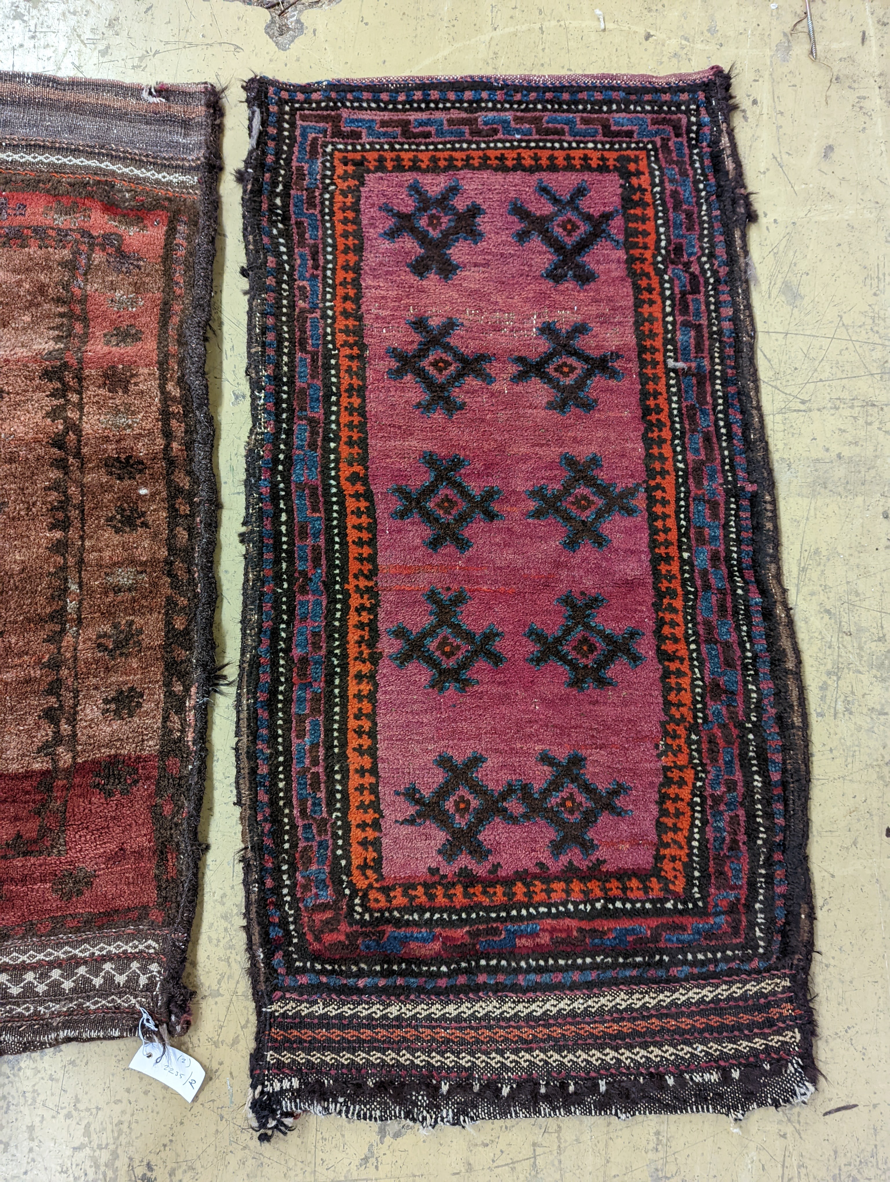 Two Afghan saddle bags, larger 126 x 82cm